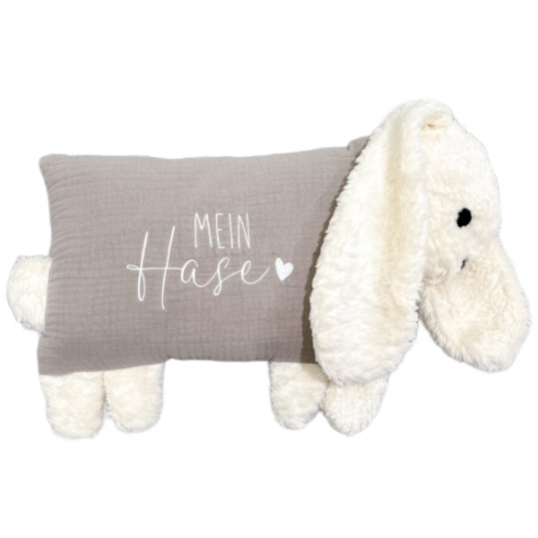 Preview: DG Schafwolle Kuschelkissen Pferd, Hund oder Hase mit Namen